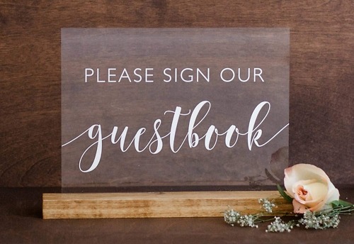 Guest Book Sign - Printed Acrylic with Timber Base